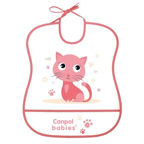 Canpol нагрудник водонепроницаемый мягкий с карманом CUTE ANIMALS