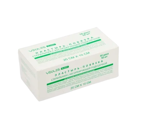 VeolesPlast+ пластырь-повязка 25*10см стер. с адсорбир. подушечкой неткан. перфорированной