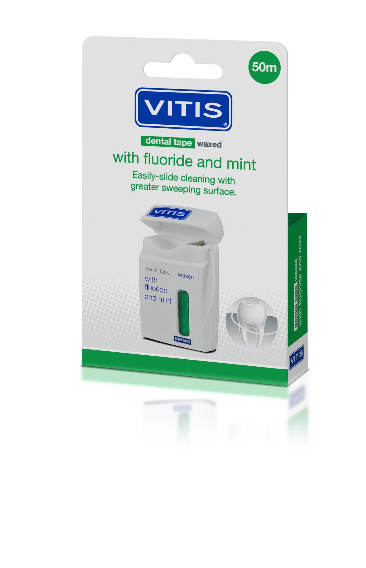 Vitis Вощеная зубная нить с фтором и ментолом 50 м
