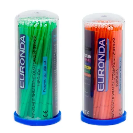 Микроаппликаторы Euronda Monoart® Regular, 2 мм /зел+оранж, 1туба-100шт/