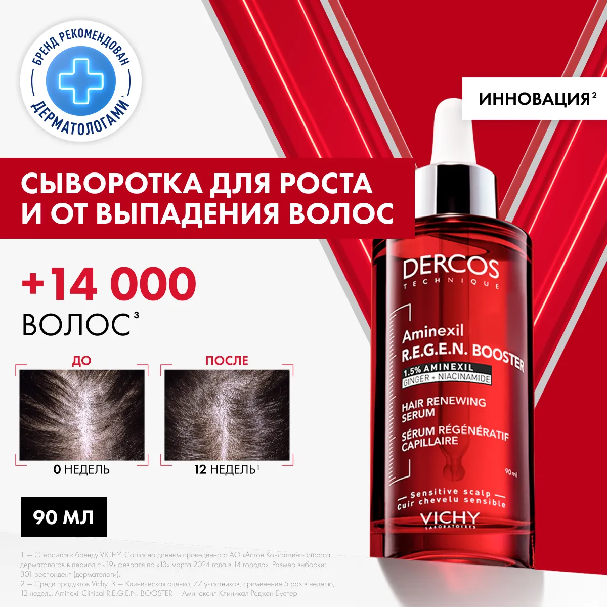 Vichy Деркос Аминексил сыворотка для укрепления и роста волос 90 мл
