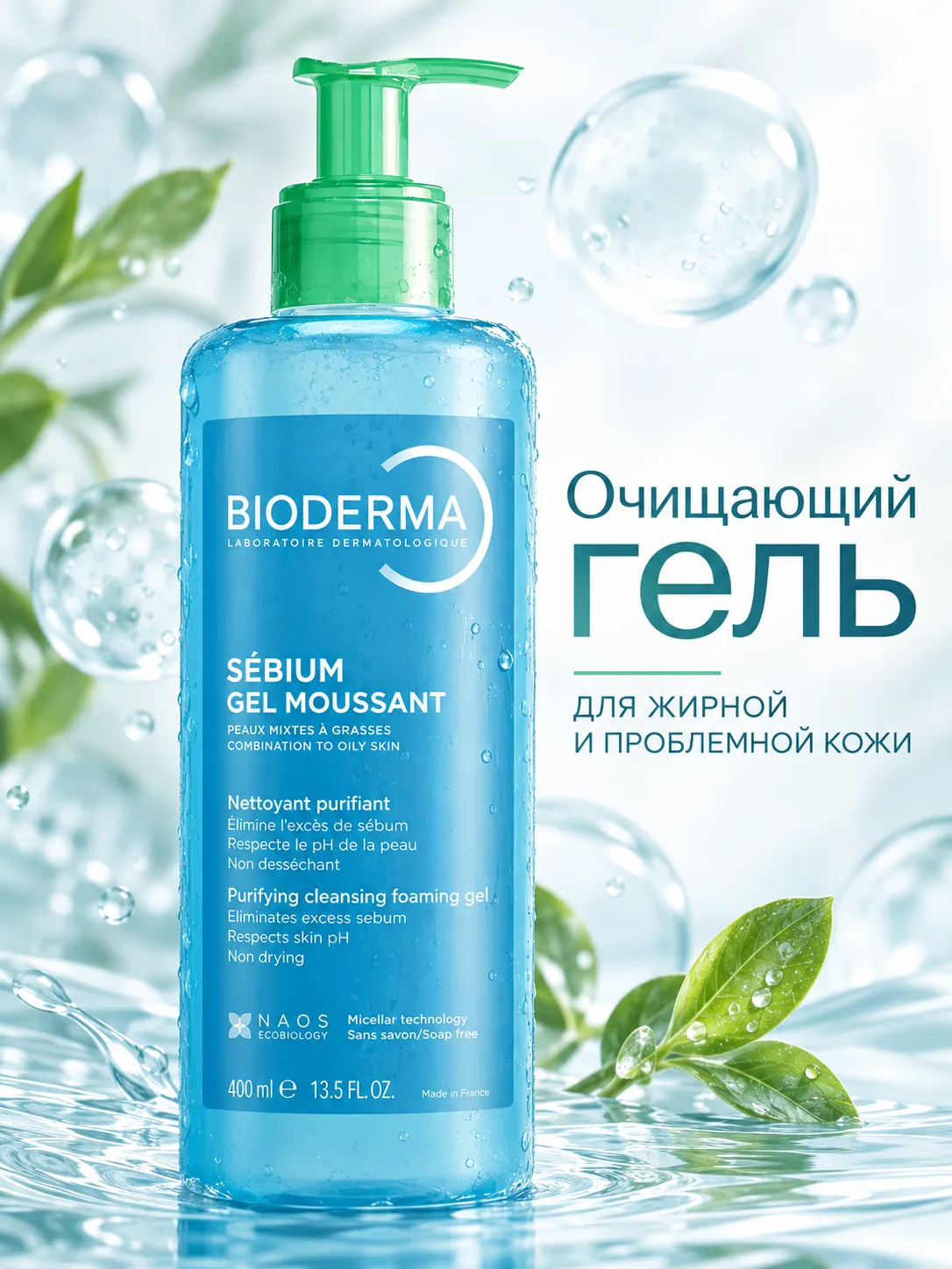 Bioderma Sebium Очищающий гель для жирной и проблемной кожи 400 мл 