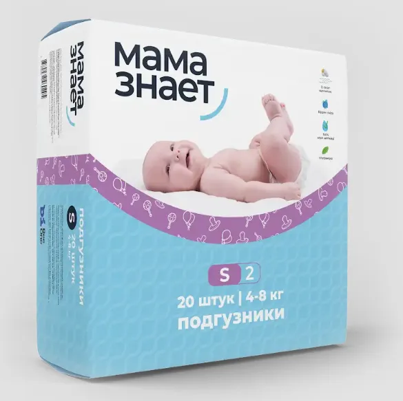 Подгузники Мама Знает S №20 (4-8 кг)