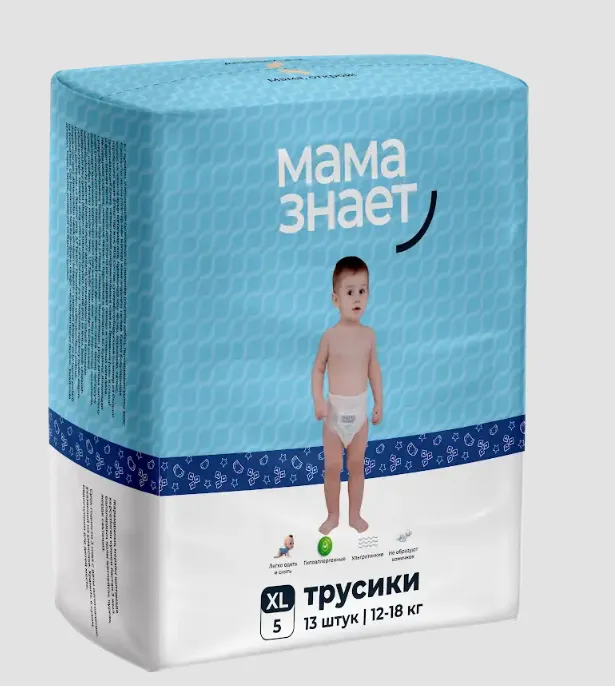 Подгузники-трусики Мама Знает XL №13 (12-18 кг)